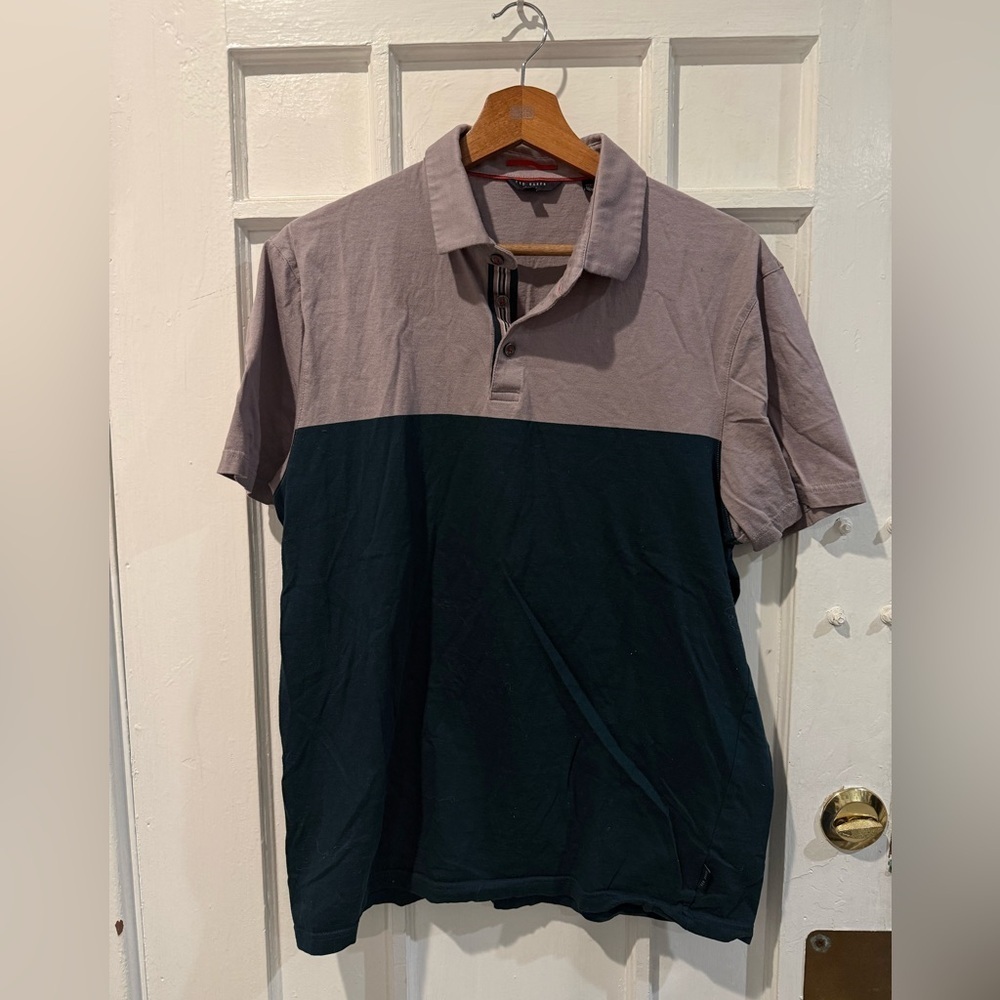 Ted Baker Two-Tone Polo Shirt in Black and Tan